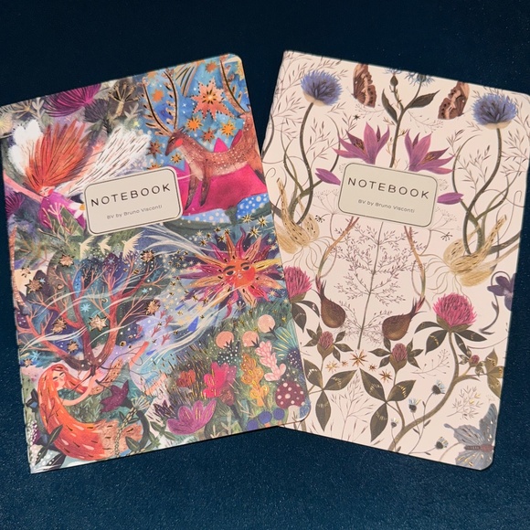Set of 2 Bruno Visconti A5 Notebooks – Electric Fantasy & Symmetrical Flora – Pe - Picture 1 of 8